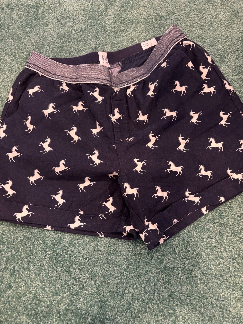 Gap Kids Girls XL Unicorn Print Pull On Shorts Navy EUC